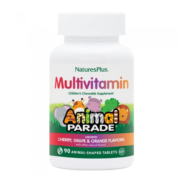 Nature Plus Animal Parade Childrens Chewable Multivitamin and Mineral cherry, grape & orange flavors