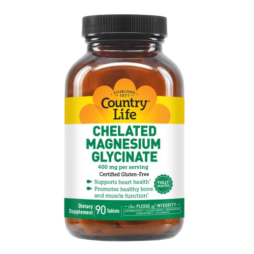 Country Life Chelated Magnesium Glycinate 400mg-90 tab
