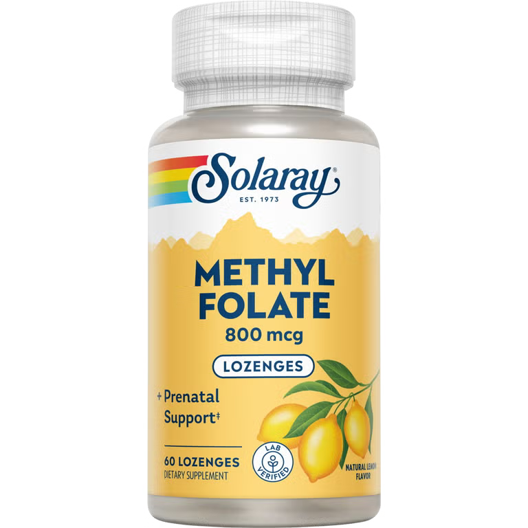 Solaray Methyl Folate Natural Lemon 1000mcg 60 Lozenges