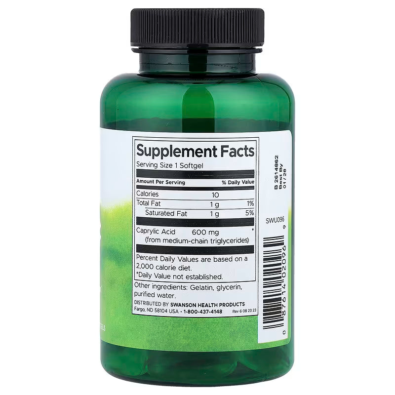 Swanson, Caprylic Acid 600mg 60 saoftgel