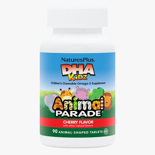NaturesPlus Animal Parade Children's DHA Kidz Omega 3 Cherry -- 90 Chewable Tablets