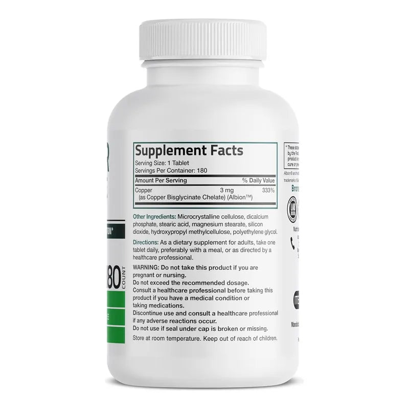 Bronson Glicinato de Cobre 3mg 180tab