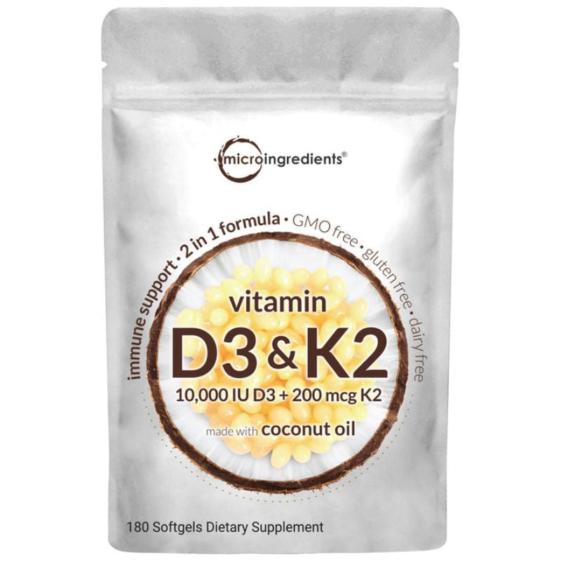 Micro Ingredients, Vitamin D3 & K2 10.000 UI+ 200mcg, 180 Softgels
