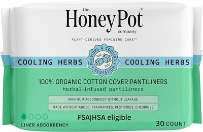 The Honey Pot 100% Organic Cotton Cover Everyday Liners -- 30 Liners