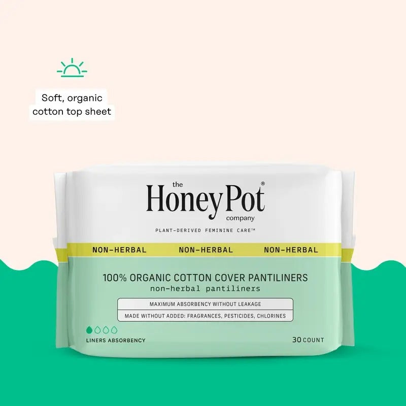 The Honey Pot Organic Top Sheet Everyday Non Herbal Pantiliners -- 30 Pads