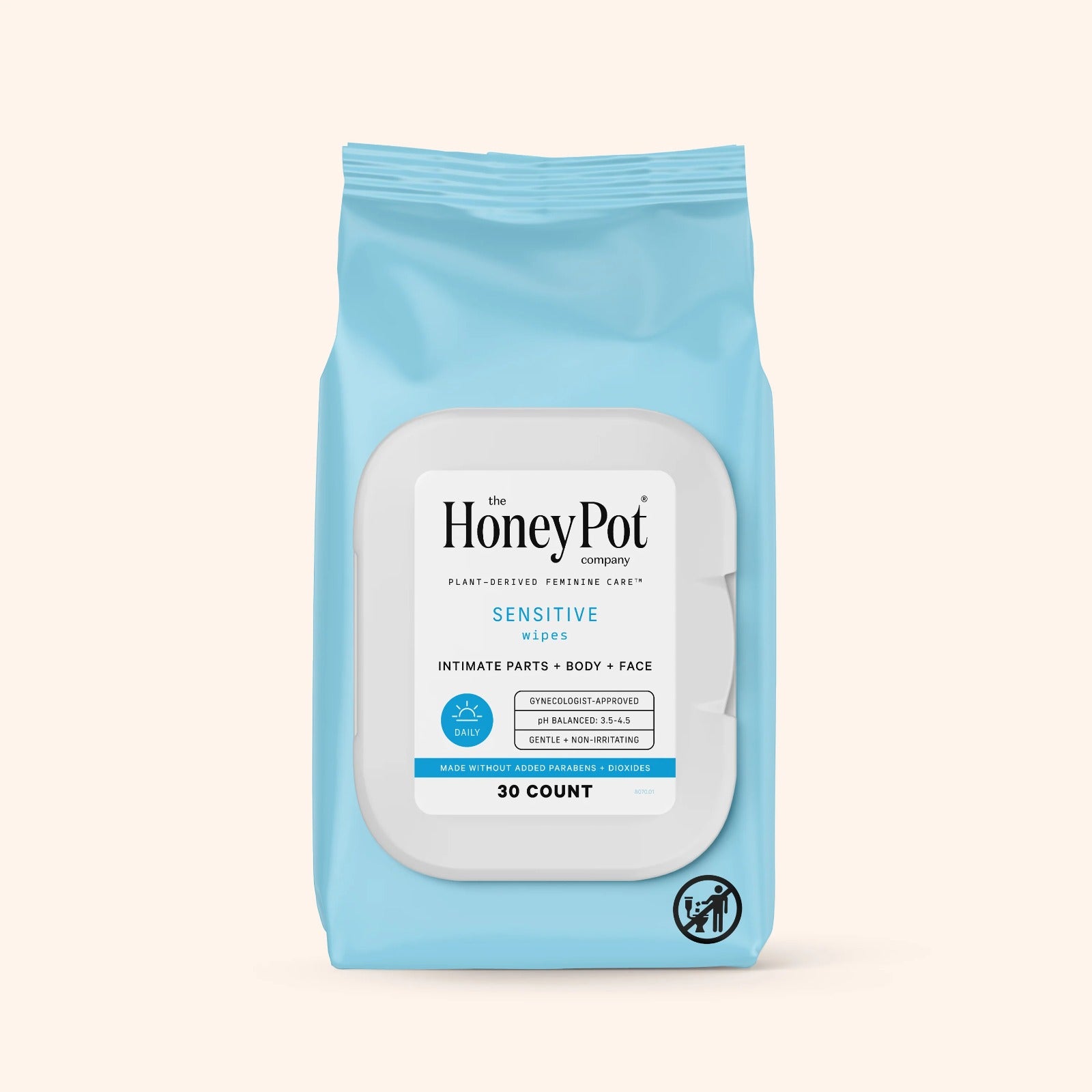 The Honey Pot Feminine Wipes - Sensitive -- 30 Wipes