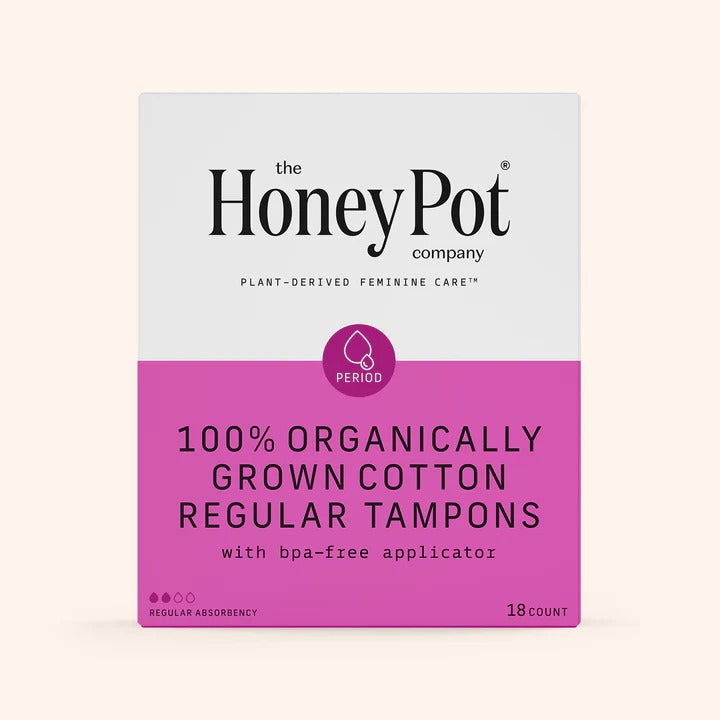 The Honey Pot 100% Organic Grown Cotton Regular Tampons With BPA-Free Applicator -- 18 Tampons