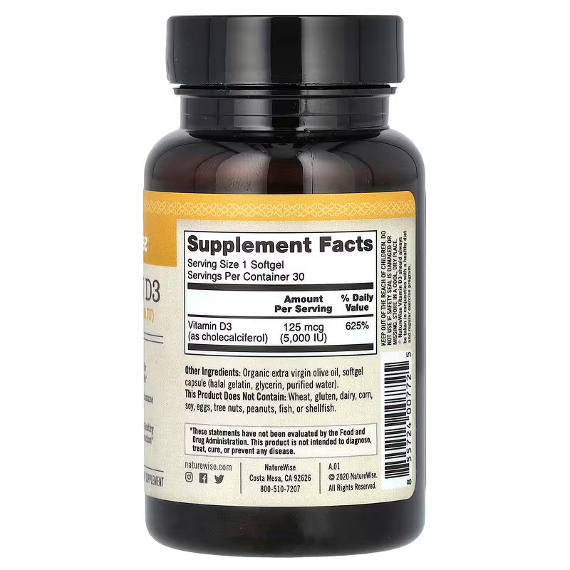 NatureWise Vitamin D3 5.000 IU - 125mcg 30 Softgels