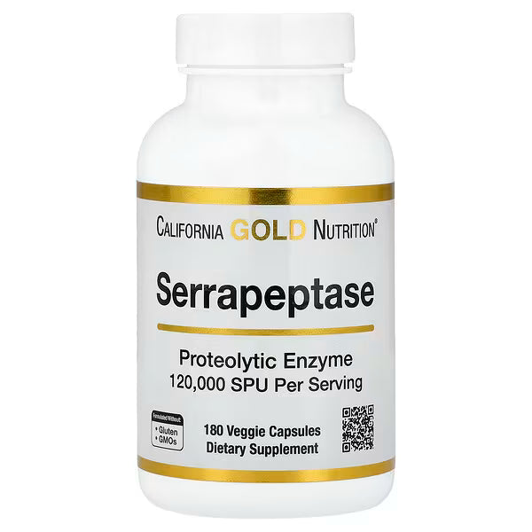 California Gold Nutrition, Serrapeptase, Enzima Proteolitica, 120.000SPU 180cap