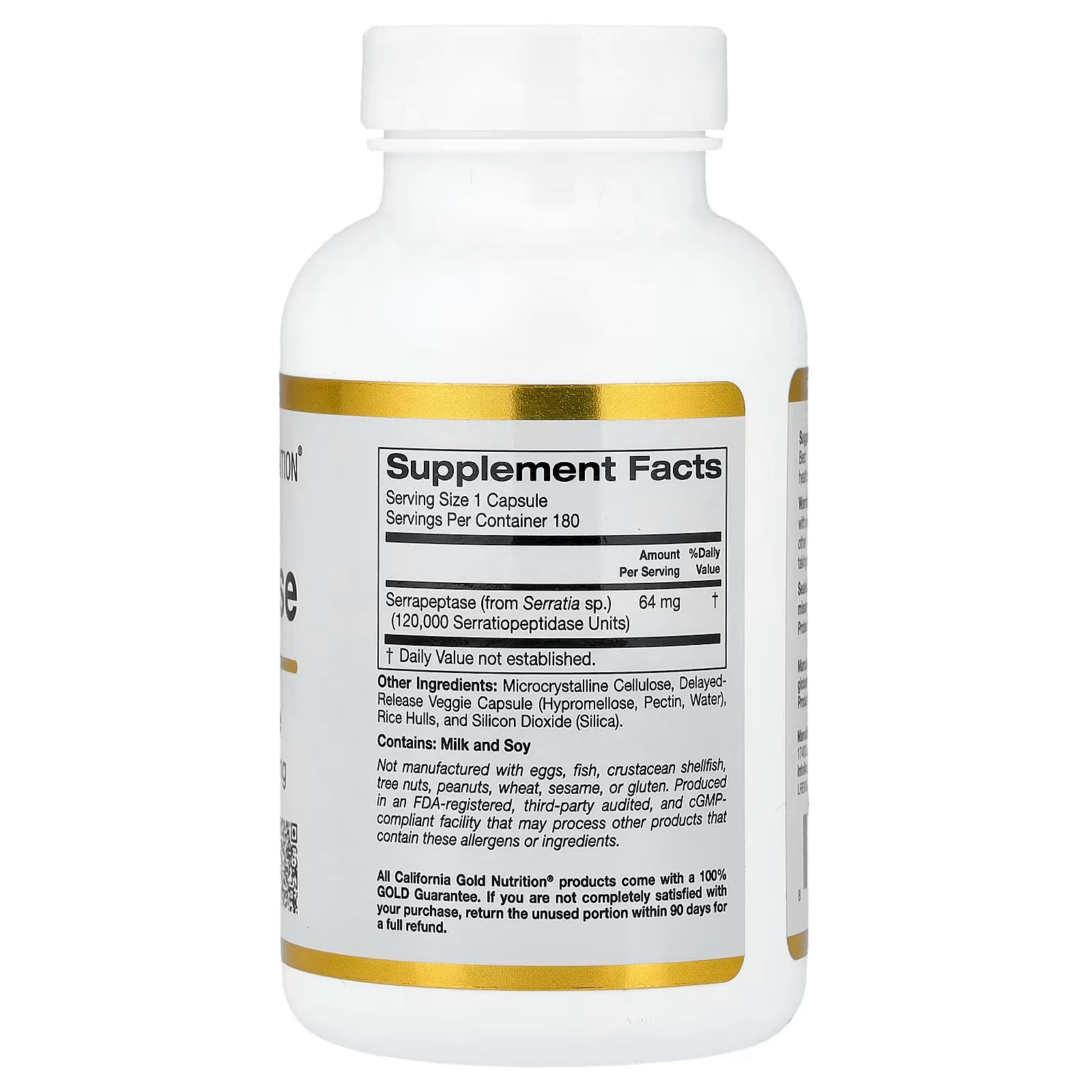 California Gold Nutrition, Serrapeptase, Enzima Proteolitica, 120.000SPU 180cap