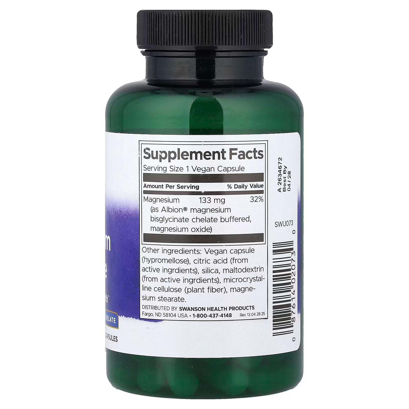 Swanson Vitamins, Albion, Magnesium Glycinate, 133 mg, 90 Vegan Capsules