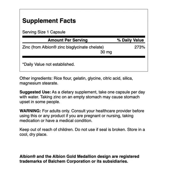 Swanson Vitamins, Albion Zinc, 30 mg, 90 Vegan Capsules