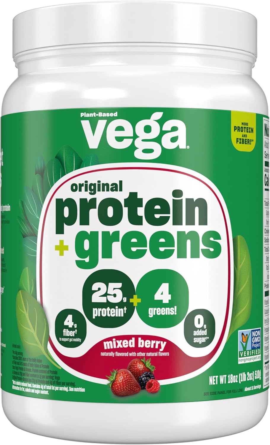 Vega, Plant-Based Original Protein + Greens 1 lb 2 oz (510 g)