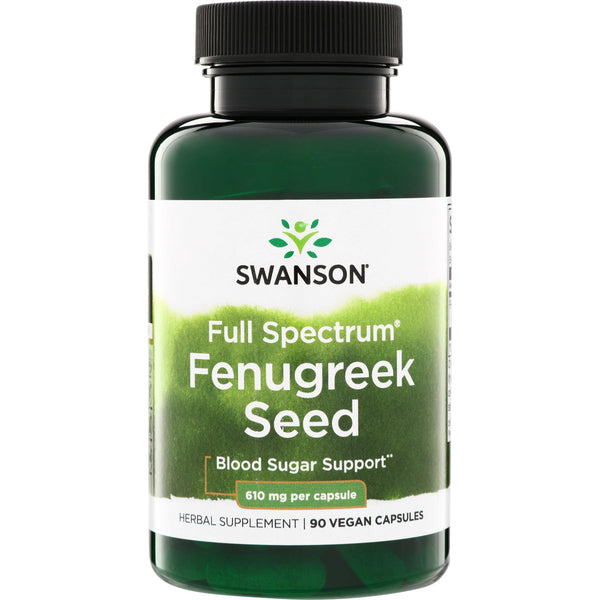 Swanson Vitamins, Full Spectrum Fenugreek Seed, 90 Vegan Capsules (610 mg per Capsule)