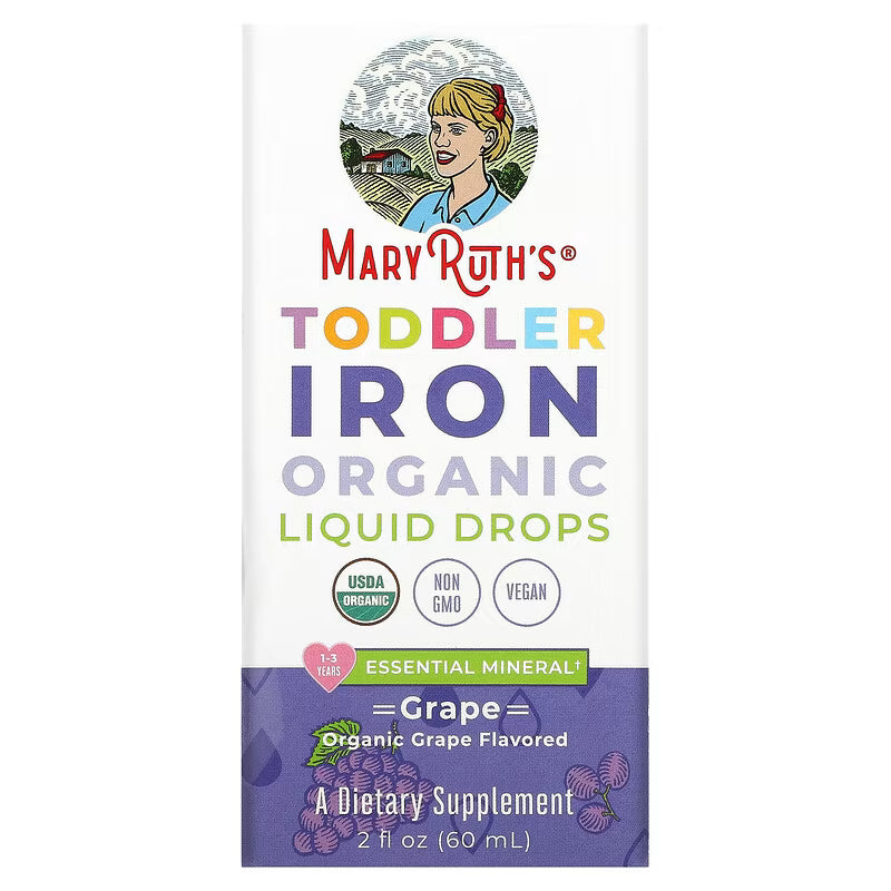 MaryRuth's, Toddler Iron Organic Liquid Drops, Grape, 3.5 mg