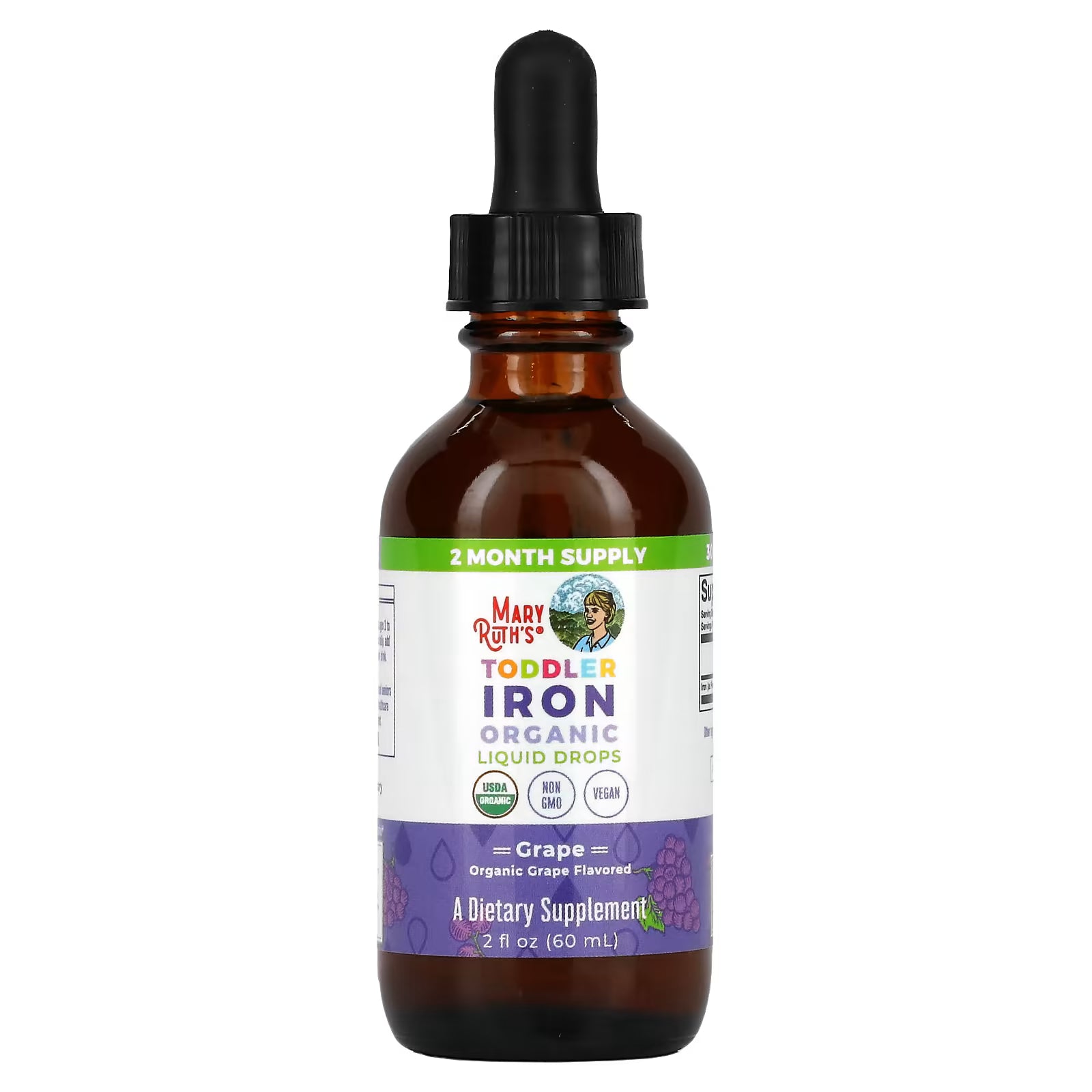 MaryRuth's, Toddler Iron Organic Liquid Drops, Grape, 3.5 mg