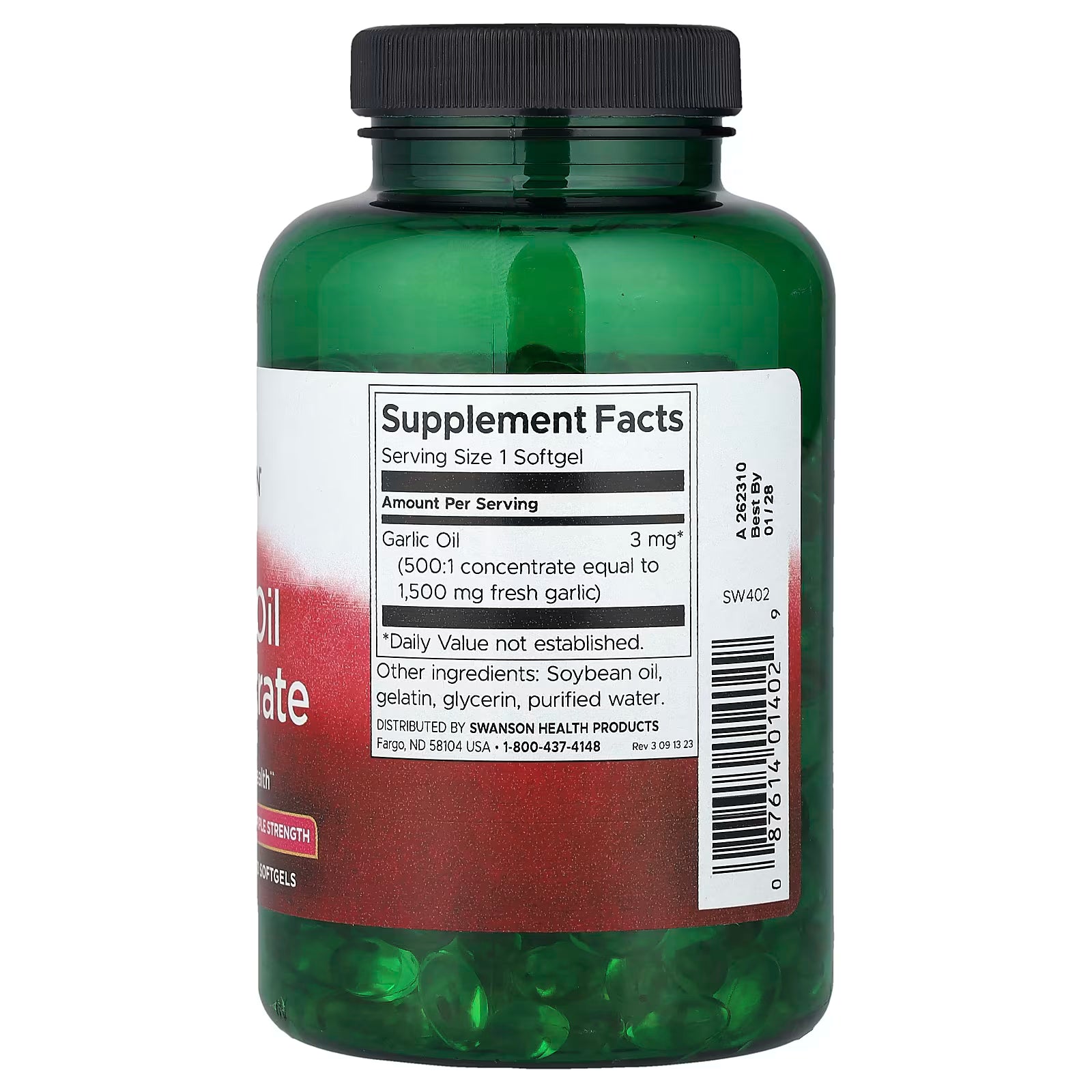 Swanson Vitamins, Garlic Oil Concentrate, 1,500 mg, 500 Softgels