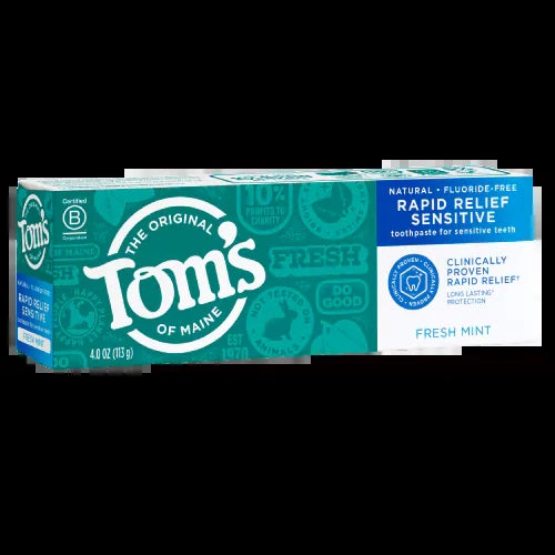 Toms of Maine Fluoride Free Rapid Relief Sensitive Toothpaste Fresh Mint 4oz