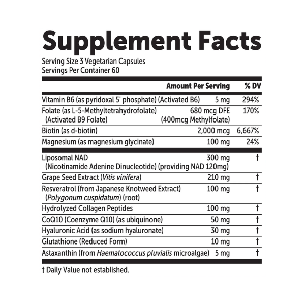 Micro Ingredients, Liposomal NAD + for Women 180 Vegetarian Capsules